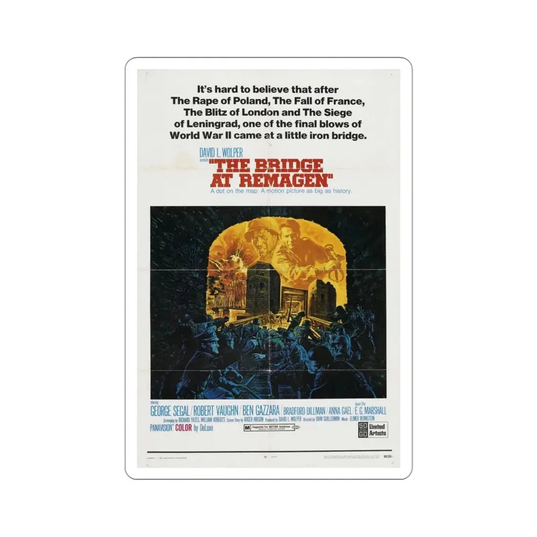 The Bridge at Remagen 1969 Movie Poster STICKER Vinyl Die-Cut Decal 4 Inch - The Sticker Space