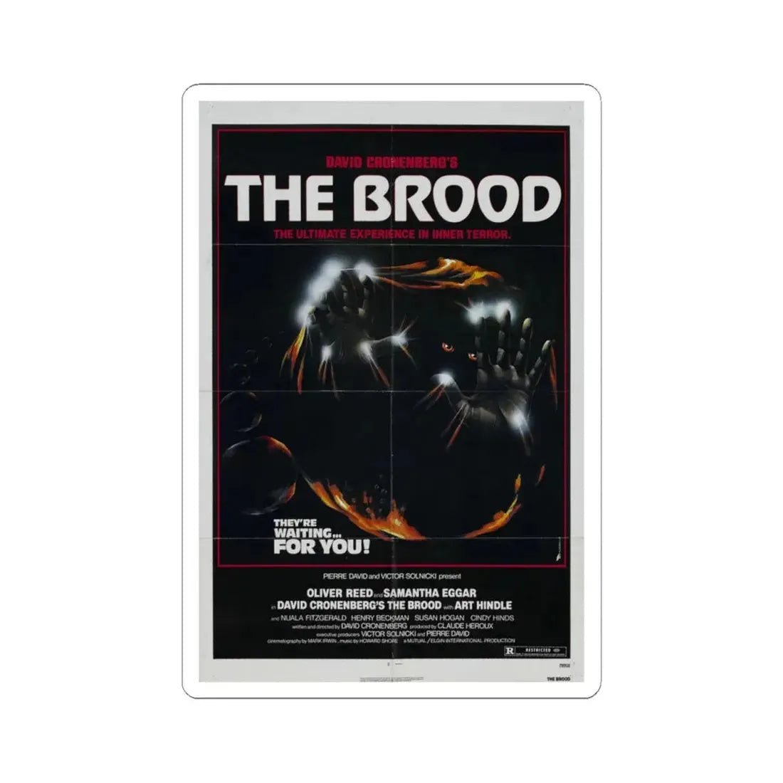 The Brood 1979 Movie Poster - STICKER Vinyl Kiss-Cut Decal 4 Inch White - The Sticker Space