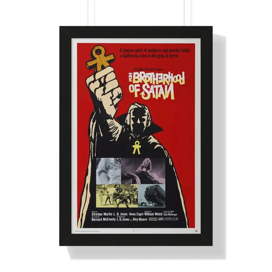 THE BROTHERHOOD OF SATAN 1971 - Framed Movie Poster 16″ x 24″ Black - The Sticker Space