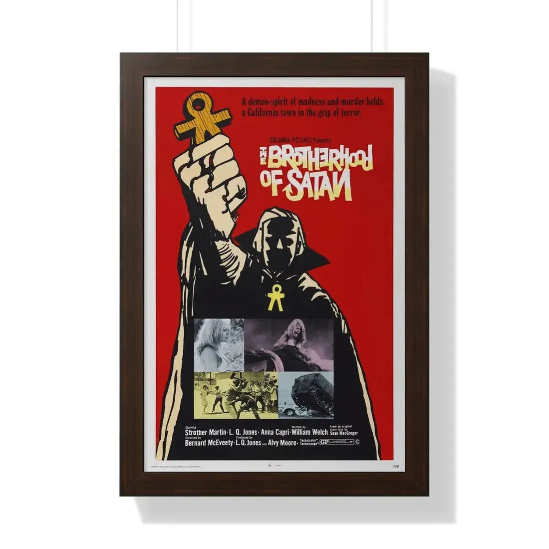 THE BROTHERHOOD OF SATAN 1971 - Framed Movie Poster 16″ x 24″ Walnut - The Sticker Space