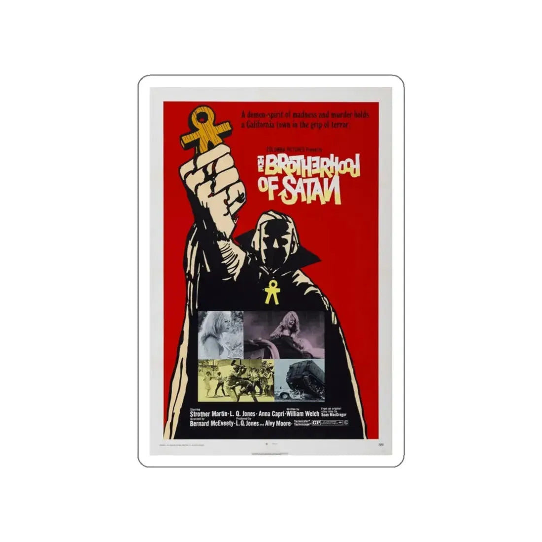 THE BROTHERHOOD OF SATAN 1971 Movie Poster STICKER Vinyl Die-Cut Decal 3 Inch - The Sticker Space