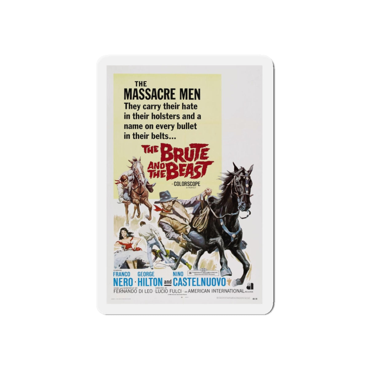 THE BRUTE AND THE BEAST 1966 Movie Poster - Refrigerator Magnet-3" x 3"-The Sticker Space