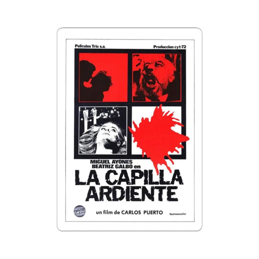 THE BURNING CHAPEL 1981 Movie Poster - STICKER Vinyl Kiss-Cut Decal 2 Inch White - The Sticker Space