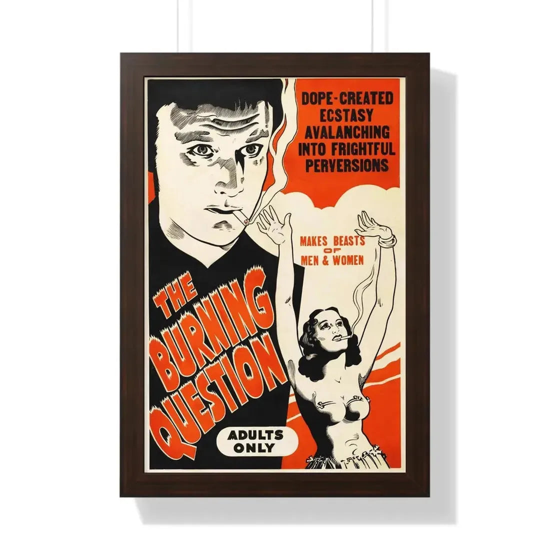 THE BURNING QUESTION (REEFER MADNESS) 1936 - Framed Movie Poster 16″ x 24″ Walnut - The Sticker Space