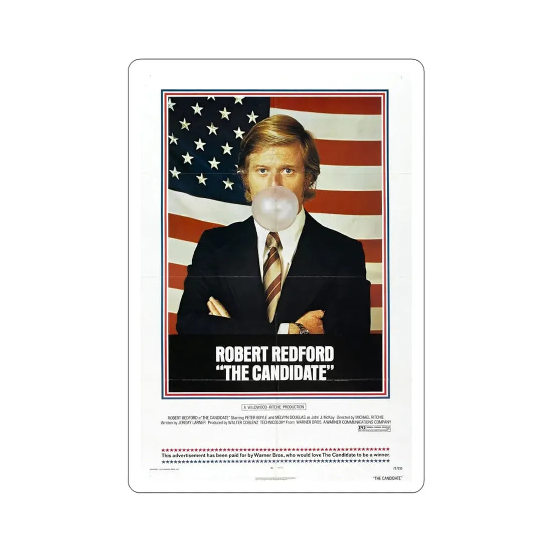 The Candidate 1972 Movie Poster STICKER Vinyl Die-Cut Decal 6 Inch - The Sticker Space