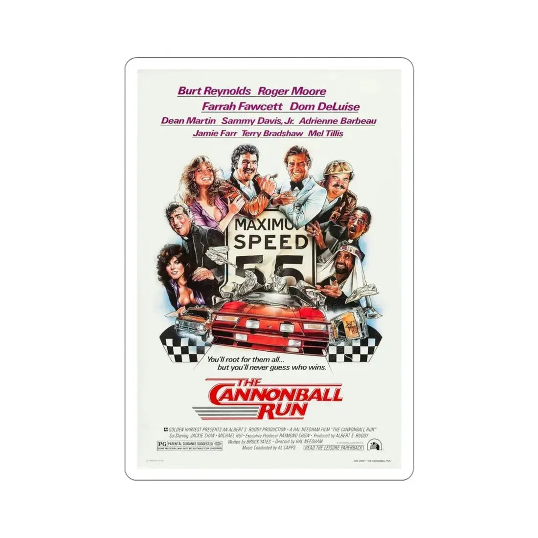 The Cannonball Run 1981 Movie Poster STICKER Vinyl Die-Cut Decal 4 Inch - The Sticker Space