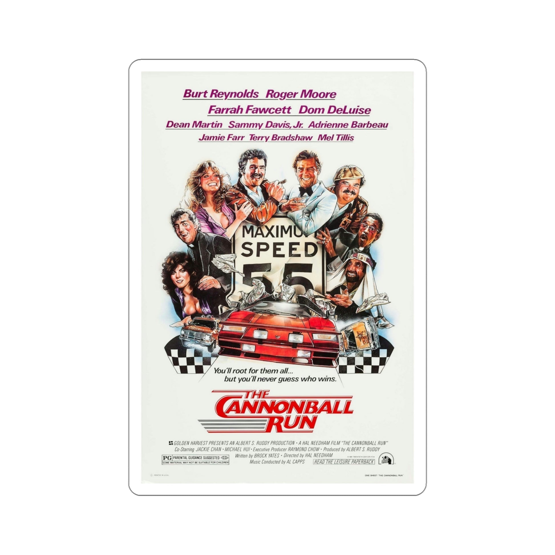 The Cannonball Run 1981 Movie Poster STICKER Vinyl Die-Cut Decal-5 Inch-The Sticker Space