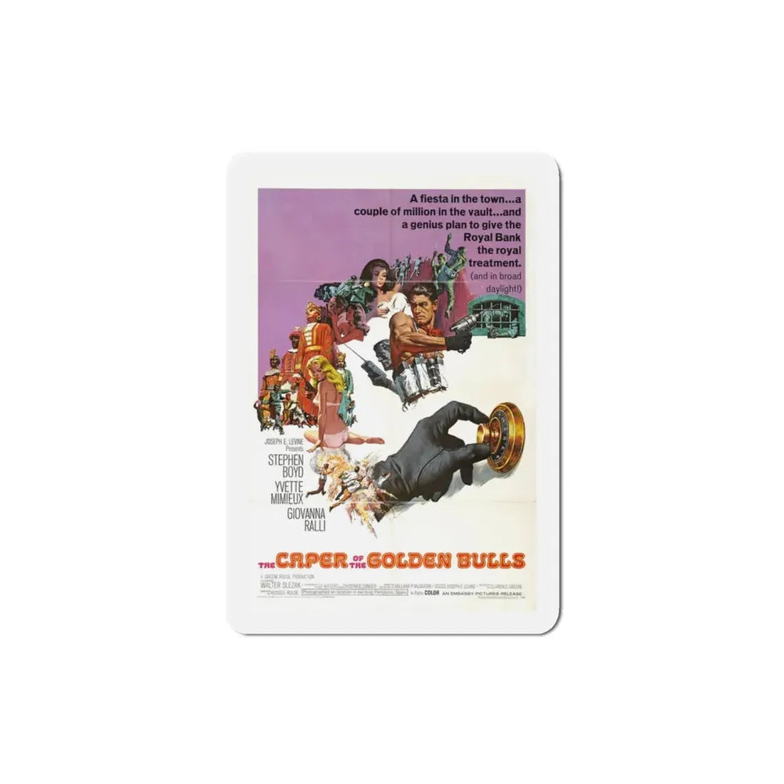 The Caper of the Golden Bulls 1967 Movie Poster Refrigerator Magnet 3 Inch - The Sticker Space