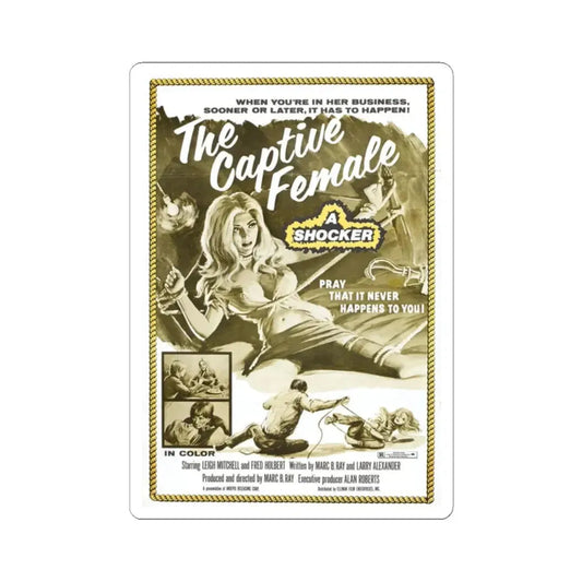 THE CAPTIVE FEMALE 1973 Movie Poster - STICKER Vinyl Kiss-Cut Decal 2 Inch White - The Sticker Space