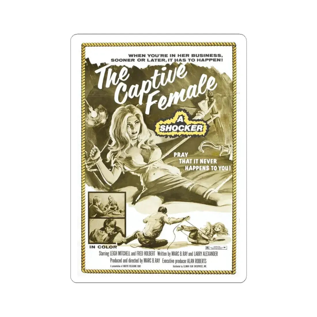 THE CAPTIVE FEMALE 1973 Movie Poster - STICKER Vinyl Kiss-Cut Decal 4 Inch White - The Sticker Space