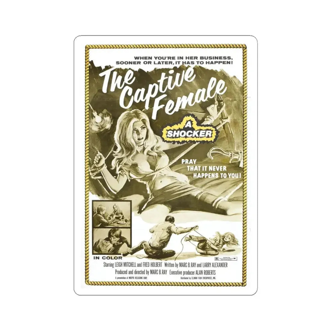 THE CAPTIVE FEMALE 1973 Movie Poster - STICKER Vinyl Kiss-Cut Decal 6 Inch White - The Sticker Space