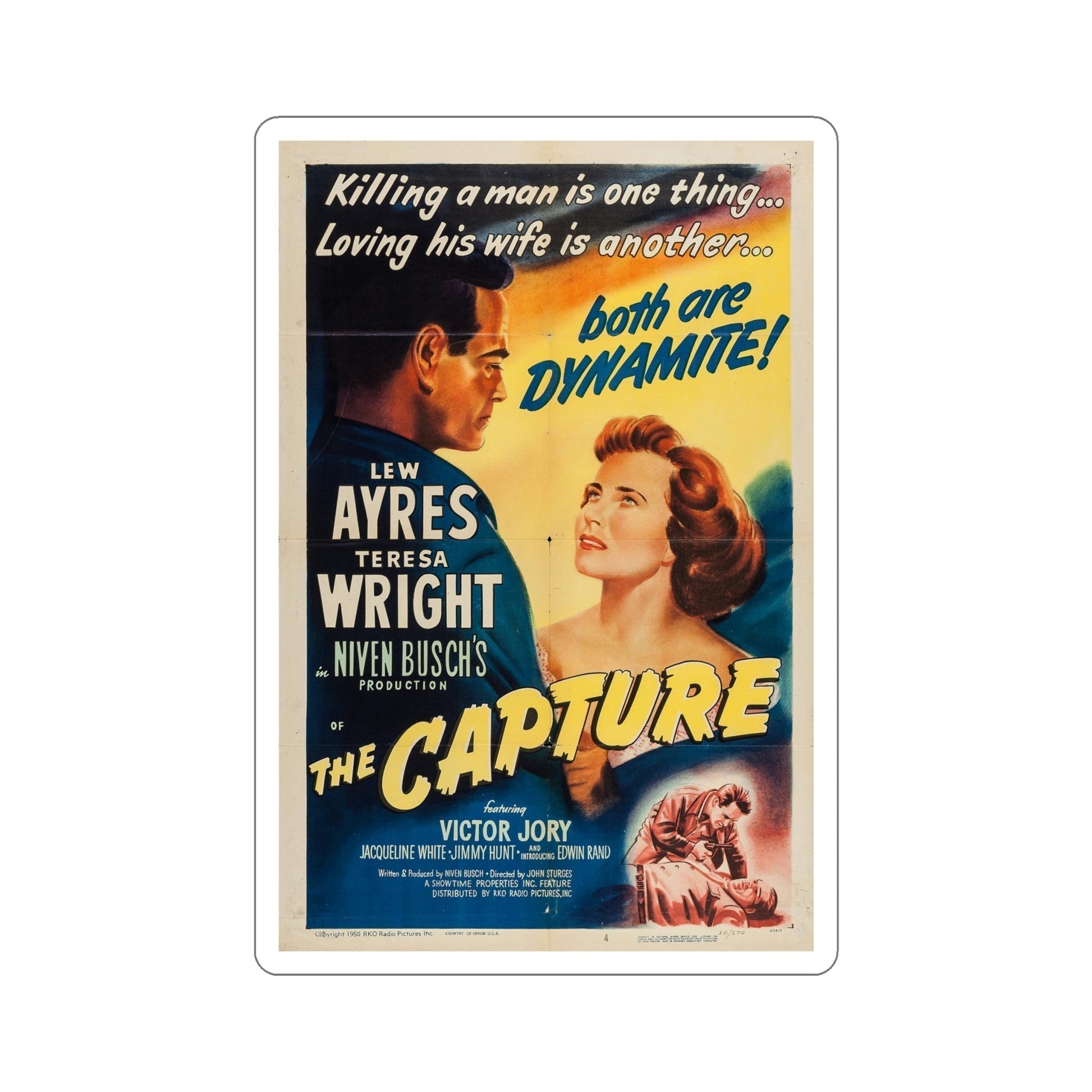 The Capture 1950 Movie Poster STICKER Vinyl Die-Cut Decal-6 Inch-The Sticker Space