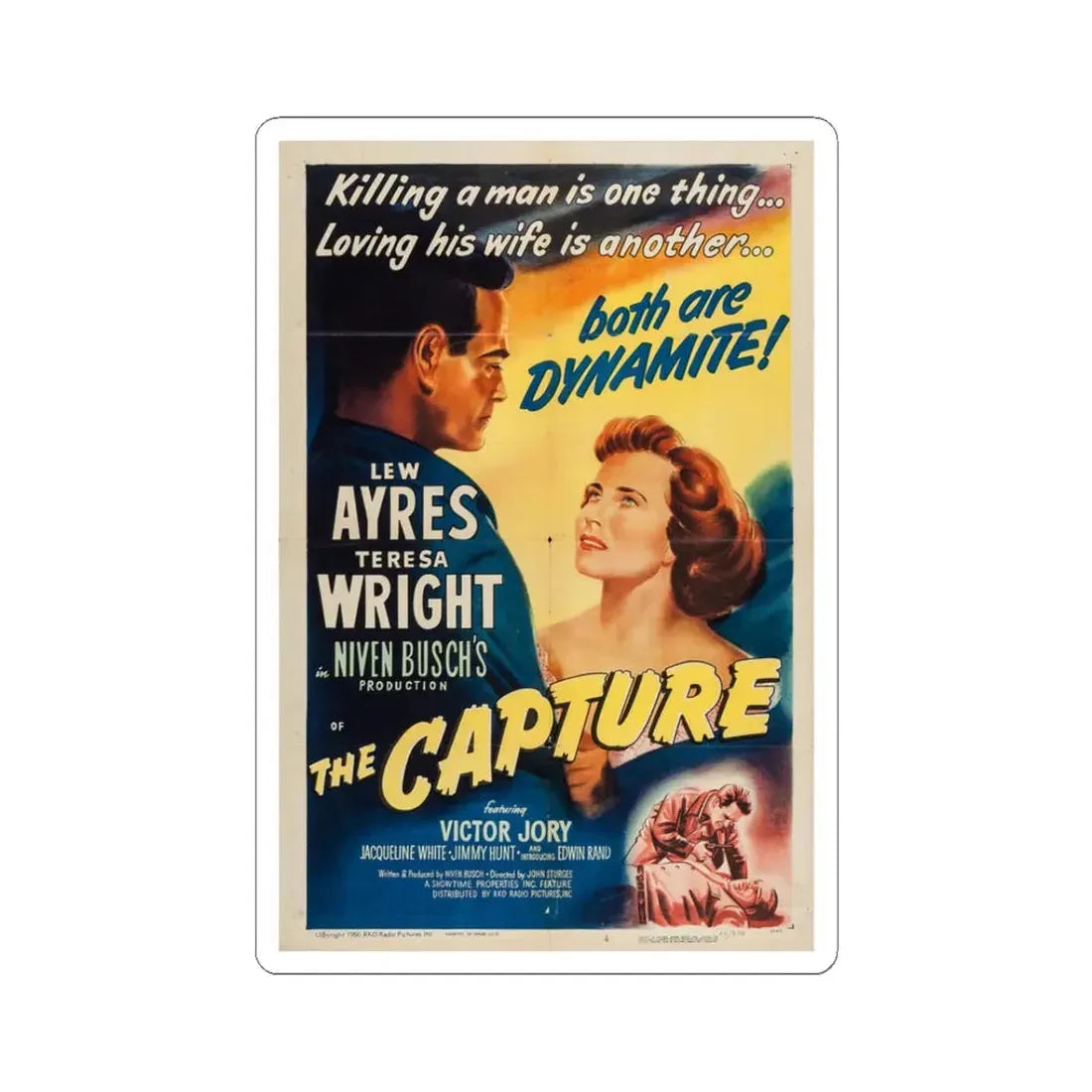 The Capture 1950 Movie Poster - STICKER Vinyl Kiss-Cut Decal 3 Inch White - The Sticker Space