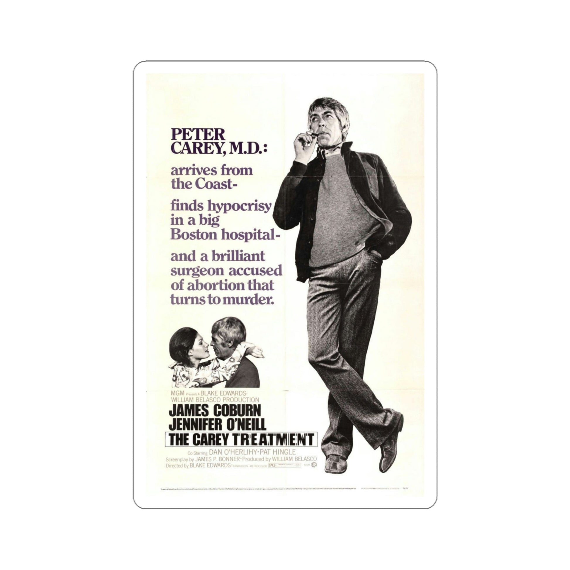 The Carey Treatment 1972 Movie Poster STICKER Vinyl Die-Cut Decal-4 Inch-The Sticker Space