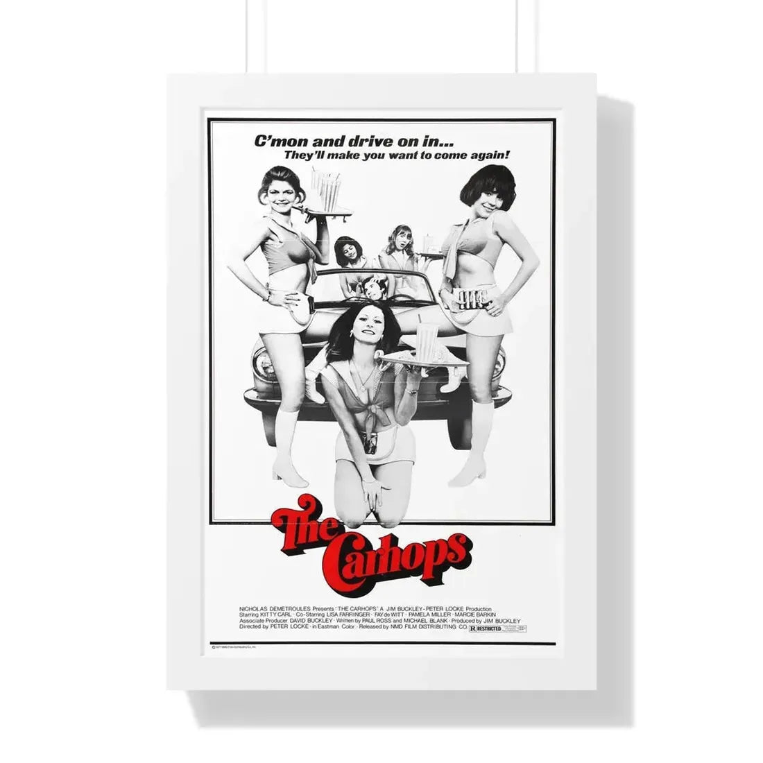 THE CARHOPS 1975 - Framed Movie Poster 16″ x 24″ White - The Sticker Space