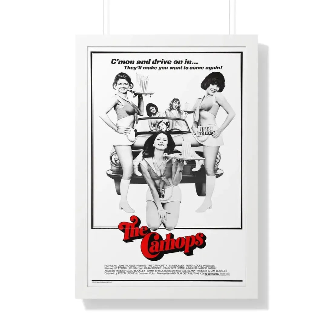 THE CARHOPS 1975 - Framed Movie Poster 20" x 30" White - The Sticker Space