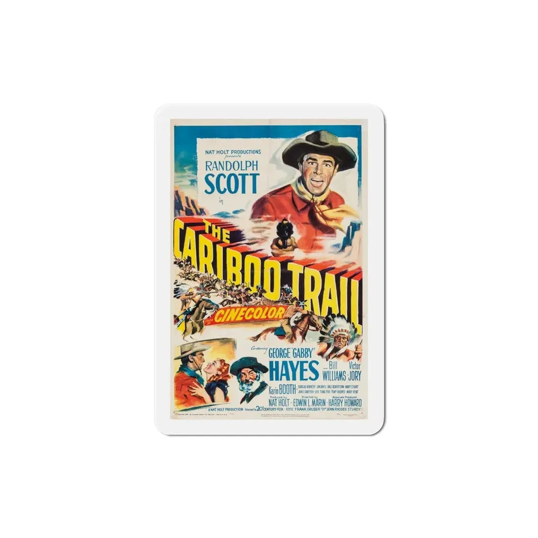 The Cariboo Trail 1950 Movie Poster Refrigerator Magnet 4 Inch - The Sticker Space