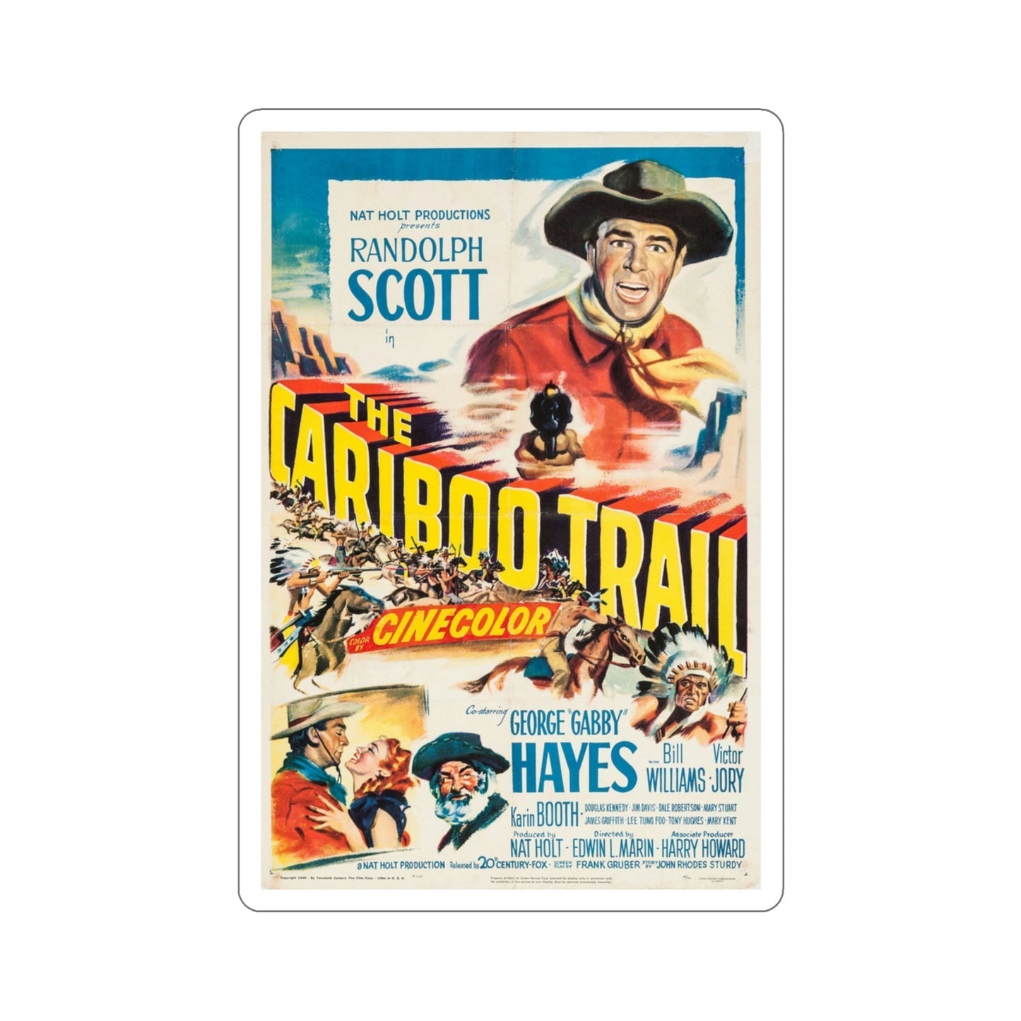 The Cariboo Trail 1950 Movie Poster STICKER Vinyl Die-Cut Decal-3 Inch-The Sticker Space