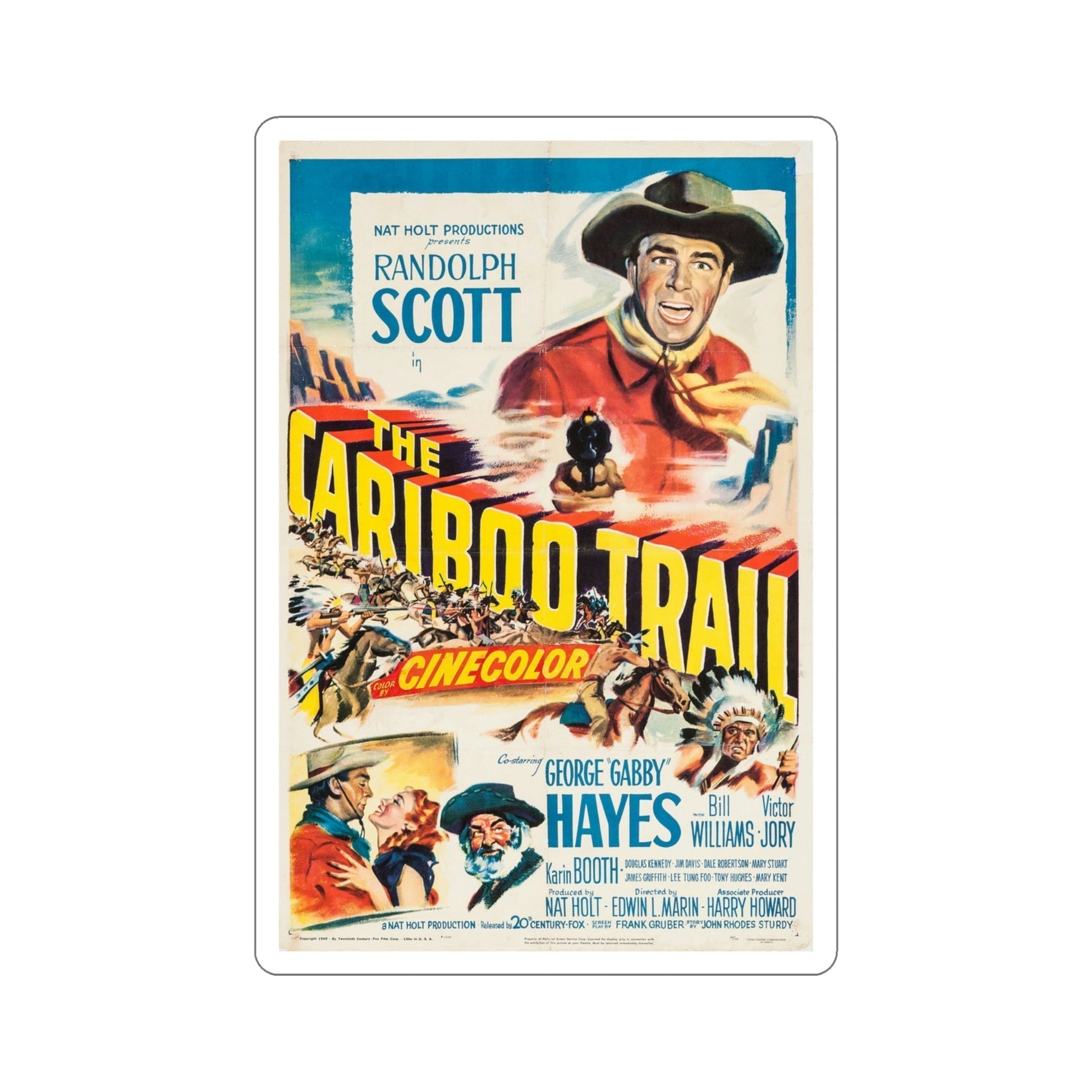 The Cariboo Trail 1950 Movie Poster STICKER Vinyl Die-Cut Decal-4 Inch-The Sticker Space