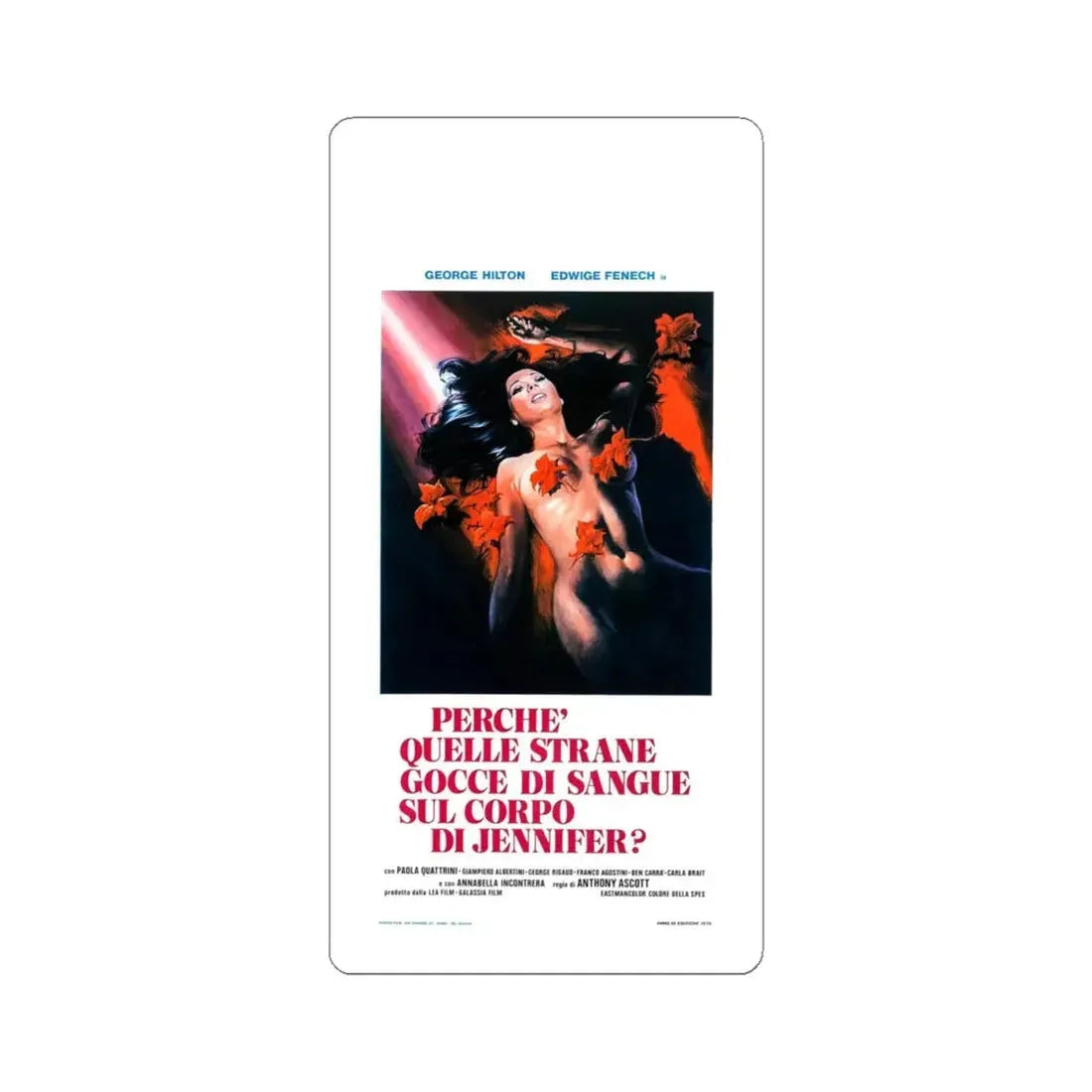 THE CASE OF THE BLOODY IRIS (ITALIAN) 1972 Movie Poster - STICKER Vinyl Kiss-Cut Decal 4 Inch White - The Sticker Space