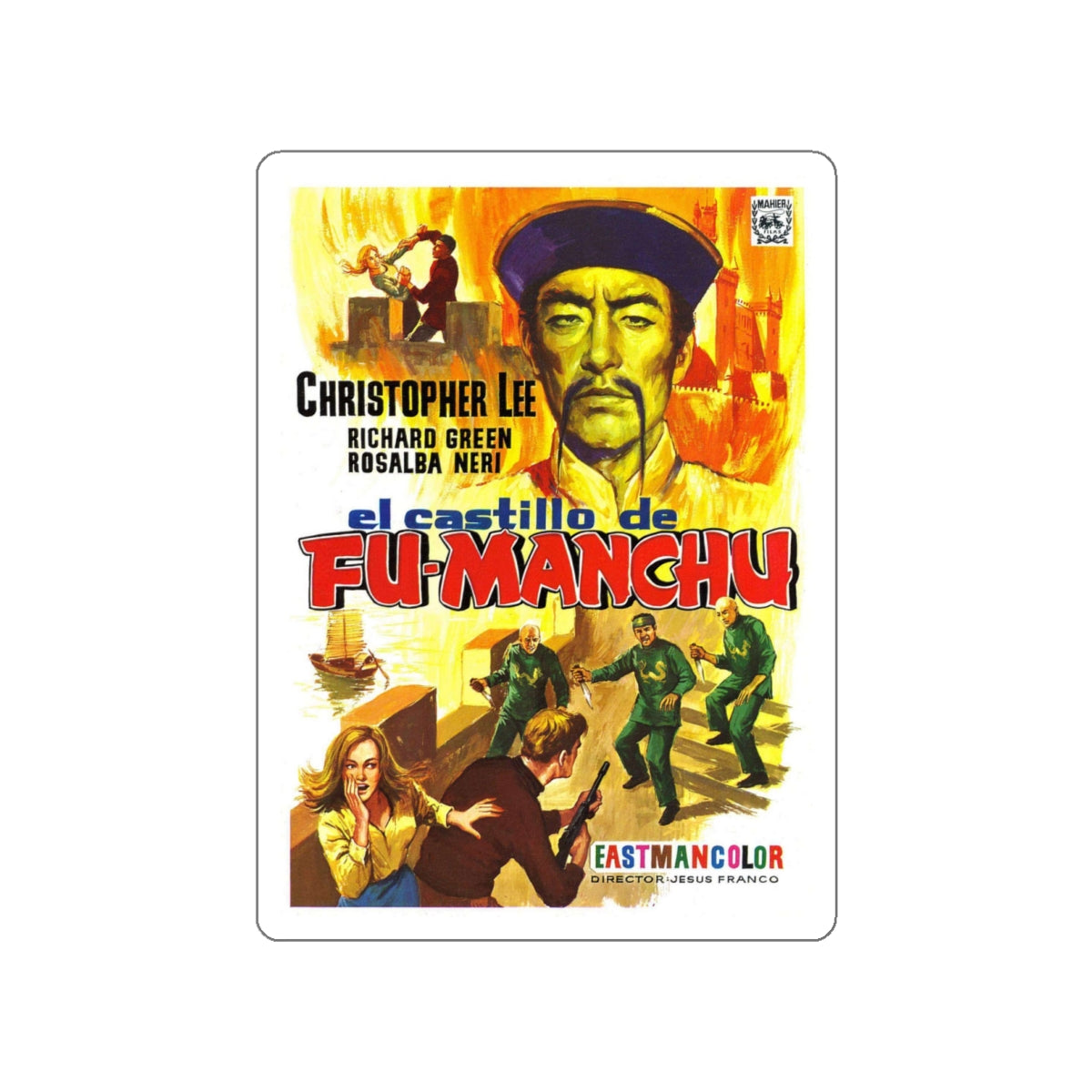 THE CASTLE OF FU-MANCHU 1969 Movie Poster STICKER Vinyl Die-Cut Decal-White-The Sticker Space