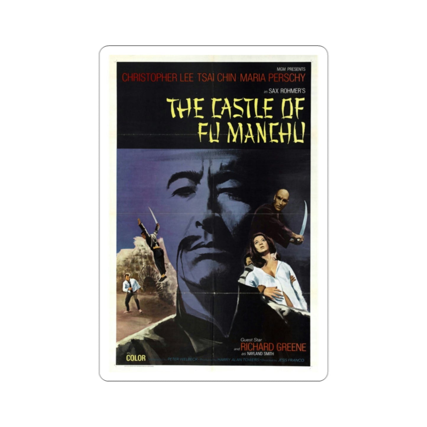 The Castle of Fu Manchu 1972 Movie Poster STICKER Vinyl Die-Cut Decal-2 Inch-The Sticker Space