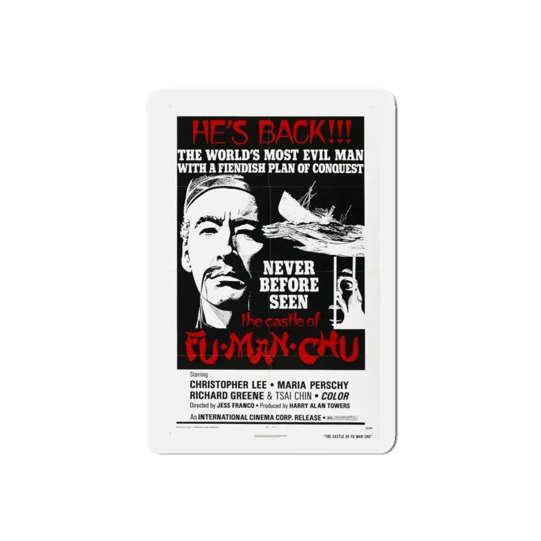 THE CASTLE OF FU MANCHU (2) 1969 Movie Poster - Refrigerator Magnet 5 Inch Die-Cut - The Sticker Space