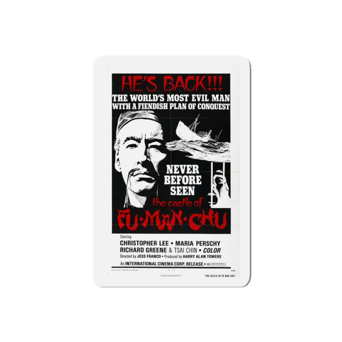 THE CASTLE OF FU MANCHU (2) 1969 Movie Poster - Refrigerator Magnet-5" x 5"-The Sticker Space