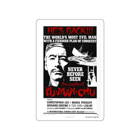 THE CASTLE OF FU MANCHU (2) 1969 Movie Poster STICKER Vinyl Die-Cut Decal 2 Inch - The Sticker Space