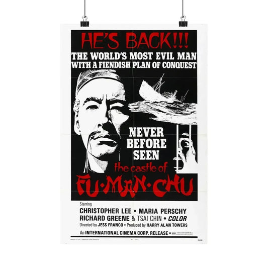 THE CASTLE OF FU MANCHU (2) 1969 - Paper Movie Poster 12″ x 18″ Matte - The Sticker Space