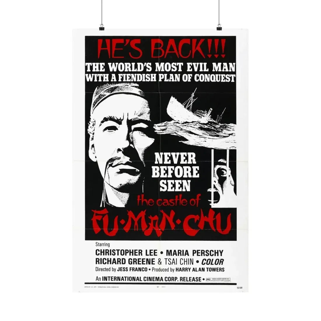 THE CASTLE OF FU MANCHU (2) 1969 - Paper Movie Poster 24″ x 36″ Matte - The Sticker Space