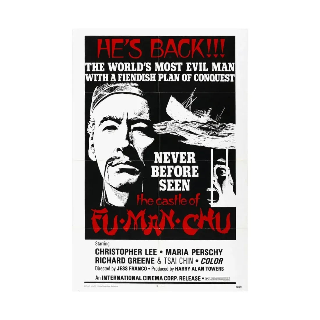 THE CASTLE OF FU MANCHU (2) 1969 - Paper Movie Poster - The Sticker Space