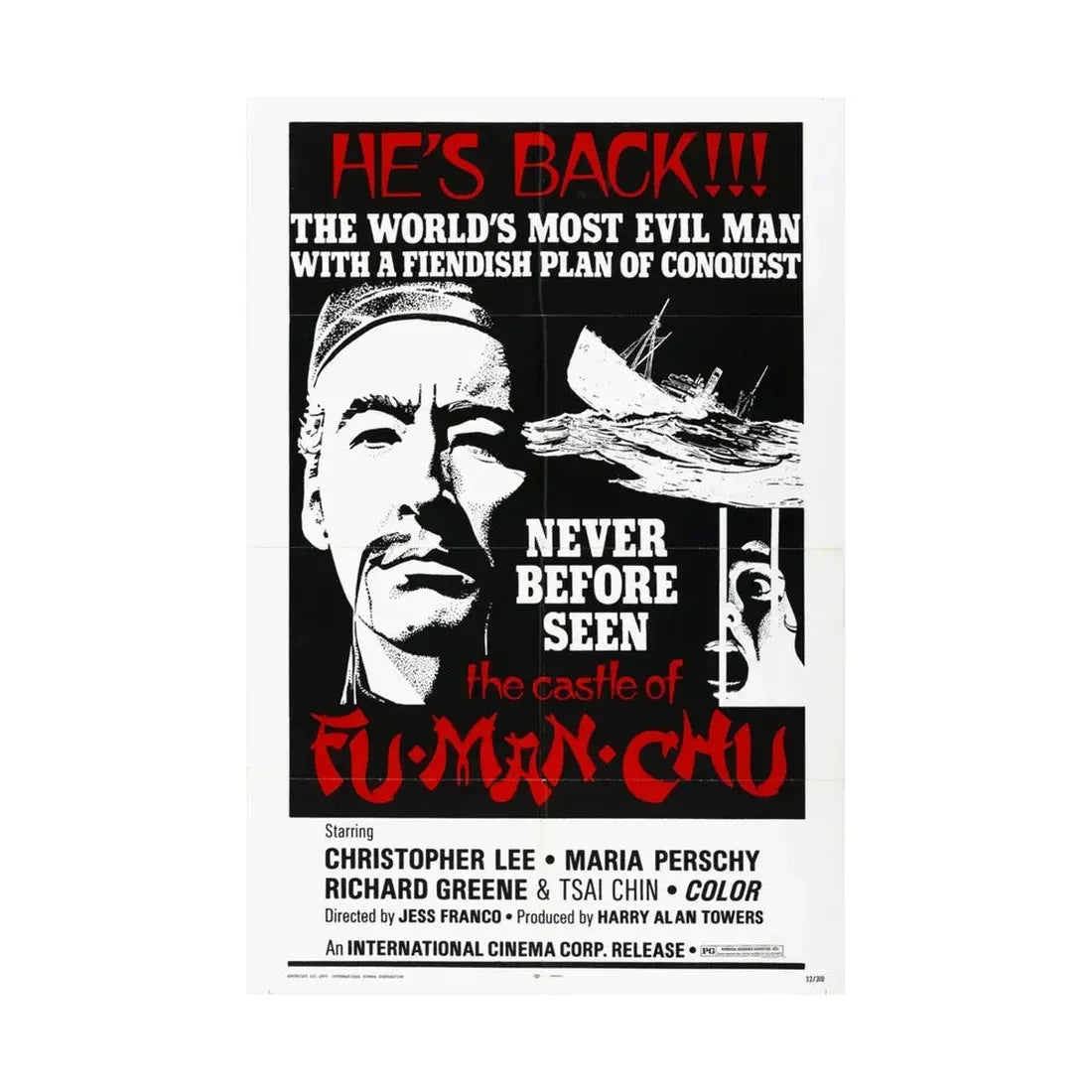 THE CASTLE OF FU MANCHU (2) 1969 - Paper Movie Poster - The Sticker Space