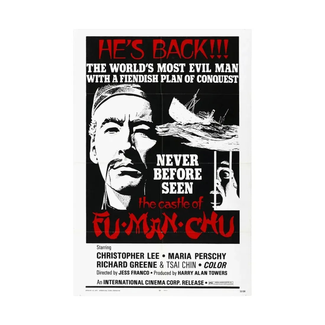 THE CASTLE OF FU MANCHU (2) 1969 - Paper Movie Poster - The Sticker Space