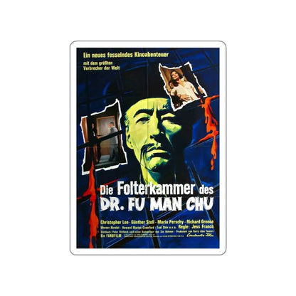 THE CASTLE OF FU MANCHU (GERMANY) 1969 Movie Poster STICKER Vinyl Die-Cut Decal 4 Inch - The Sticker Space
