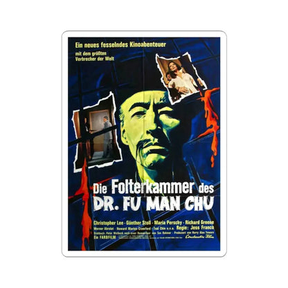 THE CASTLE OF FU MANCHU (GERMANY) 1969 Movie Poster - STICKER Vinyl Kiss-Cut Decal 3 Inch White - The Sticker Space