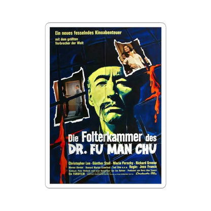THE CASTLE OF FU MANCHU (GERMANY) 1969 Movie Poster - STICKER Vinyl Kiss-Cut Decal 6 Inch White - The Sticker Space