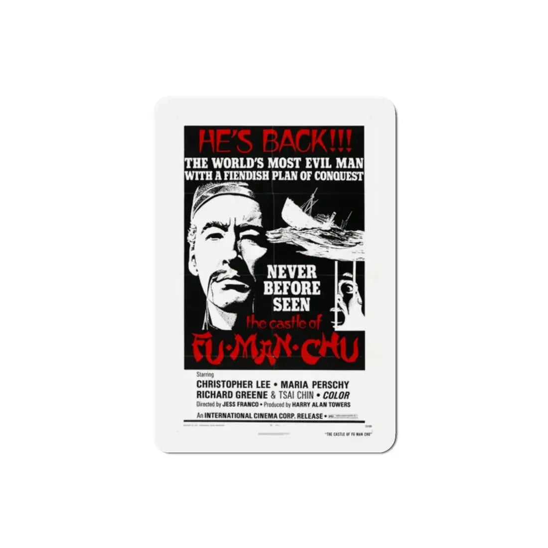 The Castle of Fu Manchu v2 1972 Movie Poster Refrigerator Magnet 2 Inch - The Sticker Space
