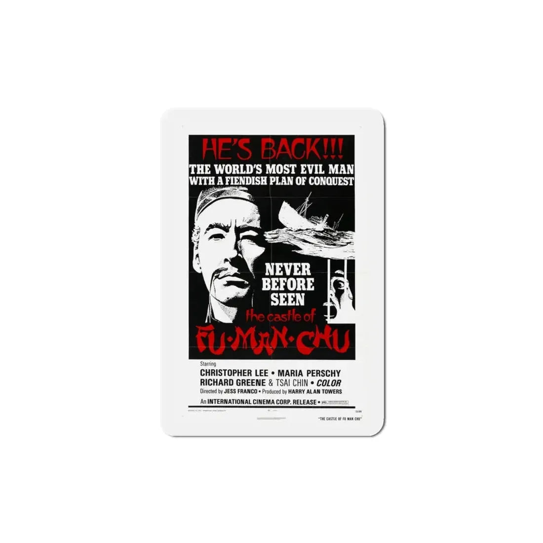 The Castle of Fu Manchu v2 1972 Movie Poster Refrigerator Magnet 4 Inch - The Sticker Space