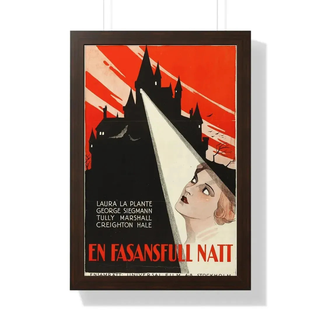 THE CAT AND THE CANARY (SWEDEN) 1927 - Framed Movie Poster 16″ x 24″ Walnut - The Sticker Space