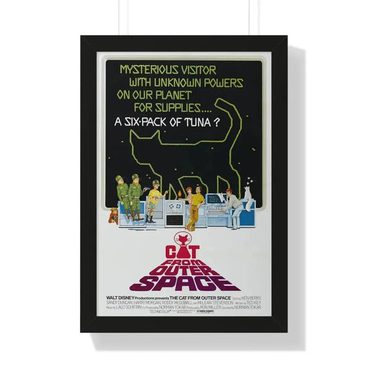 THE CAT FROM OUTER SPACE 1978 - Framed Movie Poster 16″ x 24″ Black - The Sticker Space