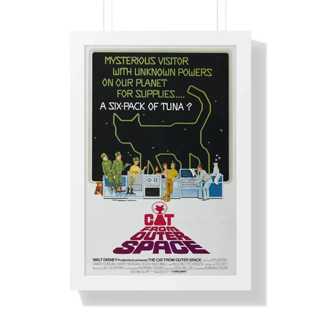 THE CAT FROM OUTER SPACE 1978 - Framed Movie Poster 16″ x 24″ White - The Sticker Space