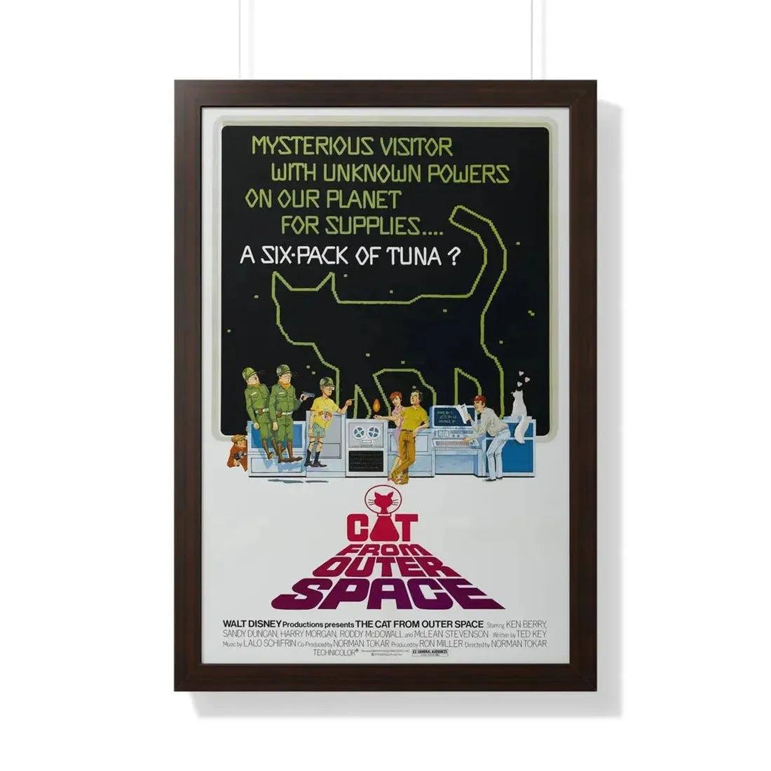 THE CAT FROM OUTER SPACE 1978 - Framed Movie Poster 20" x 30" Walnut - The Sticker Space
