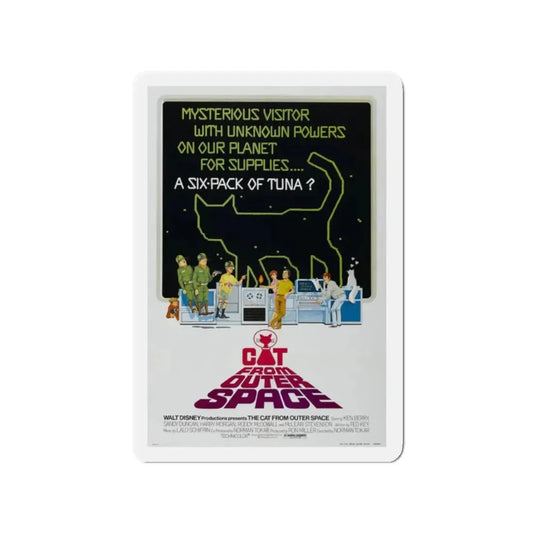 THE CAT FROM OUTER SPACE 1978 Movie Poster - Refrigerator Magnet 2 Inch Die-Cut - The Sticker Space