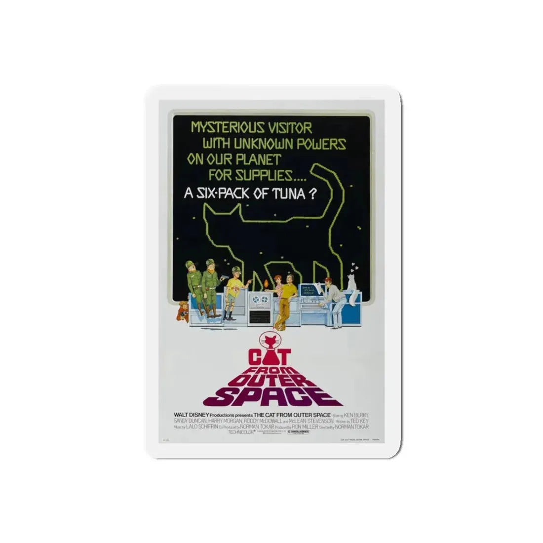 THE CAT FROM OUTER SPACE 1978 Movie Poster - Refrigerator Magnet 4 Inch Die-Cut - The Sticker Space