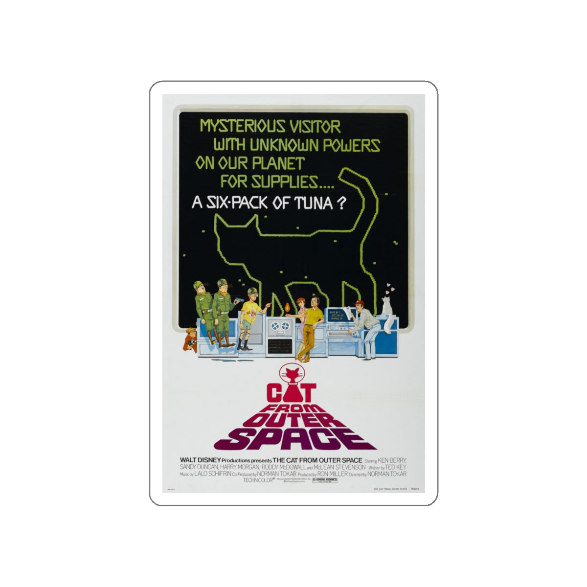 THE CAT FROM OUTER SPACE 1978 Movie Poster STICKER Vinyl Die-Cut Decal-White-The Sticker Space