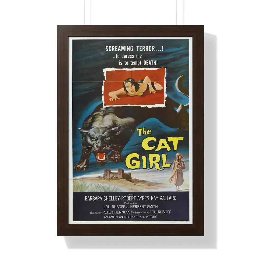 THE CAT GIRL 1957 - Framed Movie Poster 16″ x 24″ Walnut - The Sticker Space