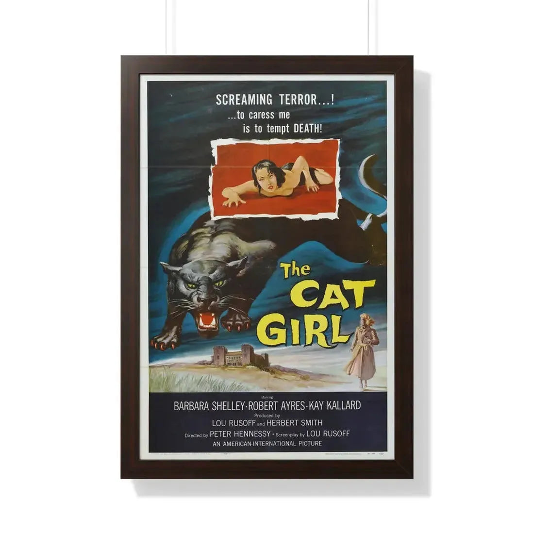 THE CAT GIRL 1957 - Framed Movie Poster 20" x 30" Walnut - The Sticker Space
