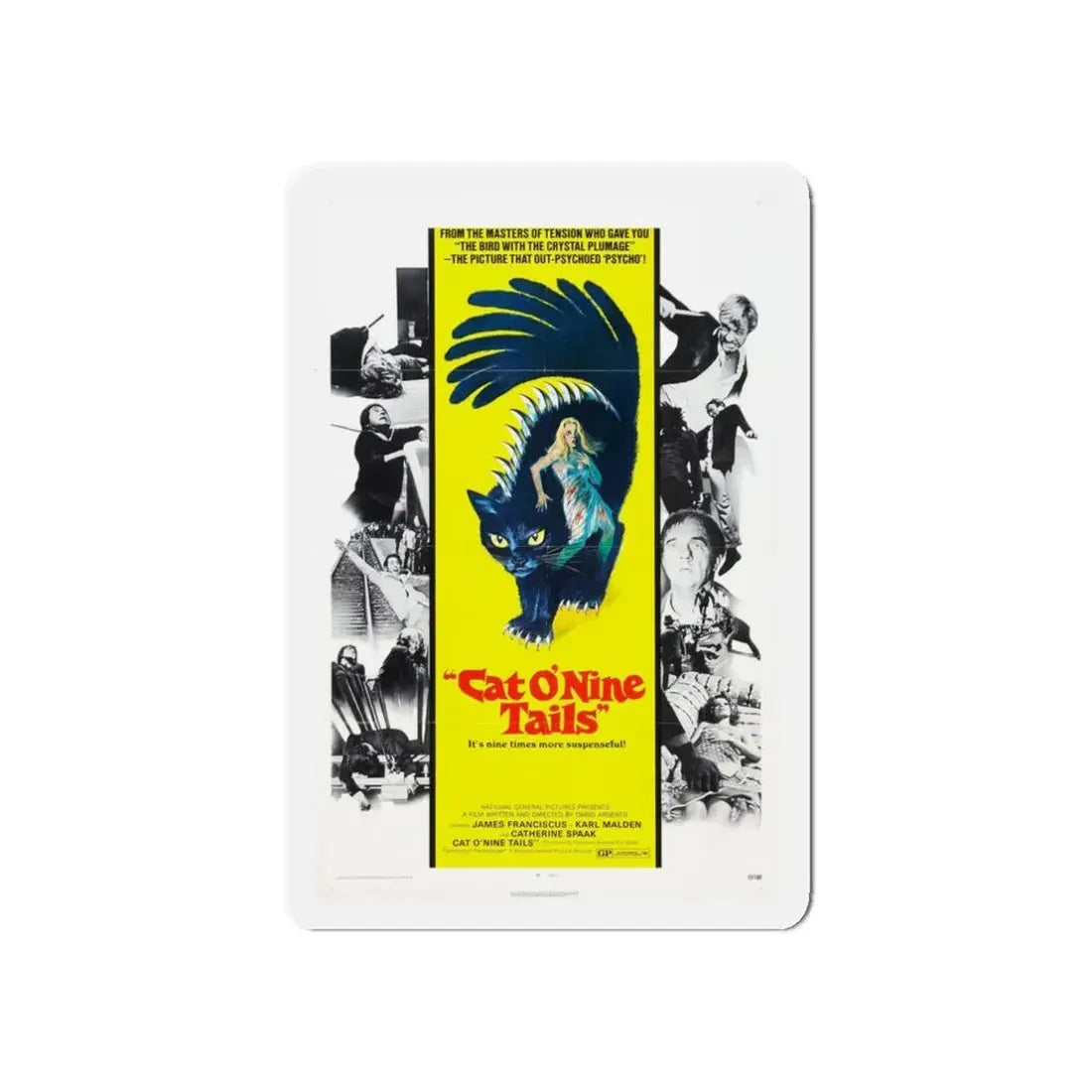 THE CAT O'NINE TAILS 1971 Movie Poster - Refrigerator Magnet 3 Inch Die-Cut - The Sticker Space