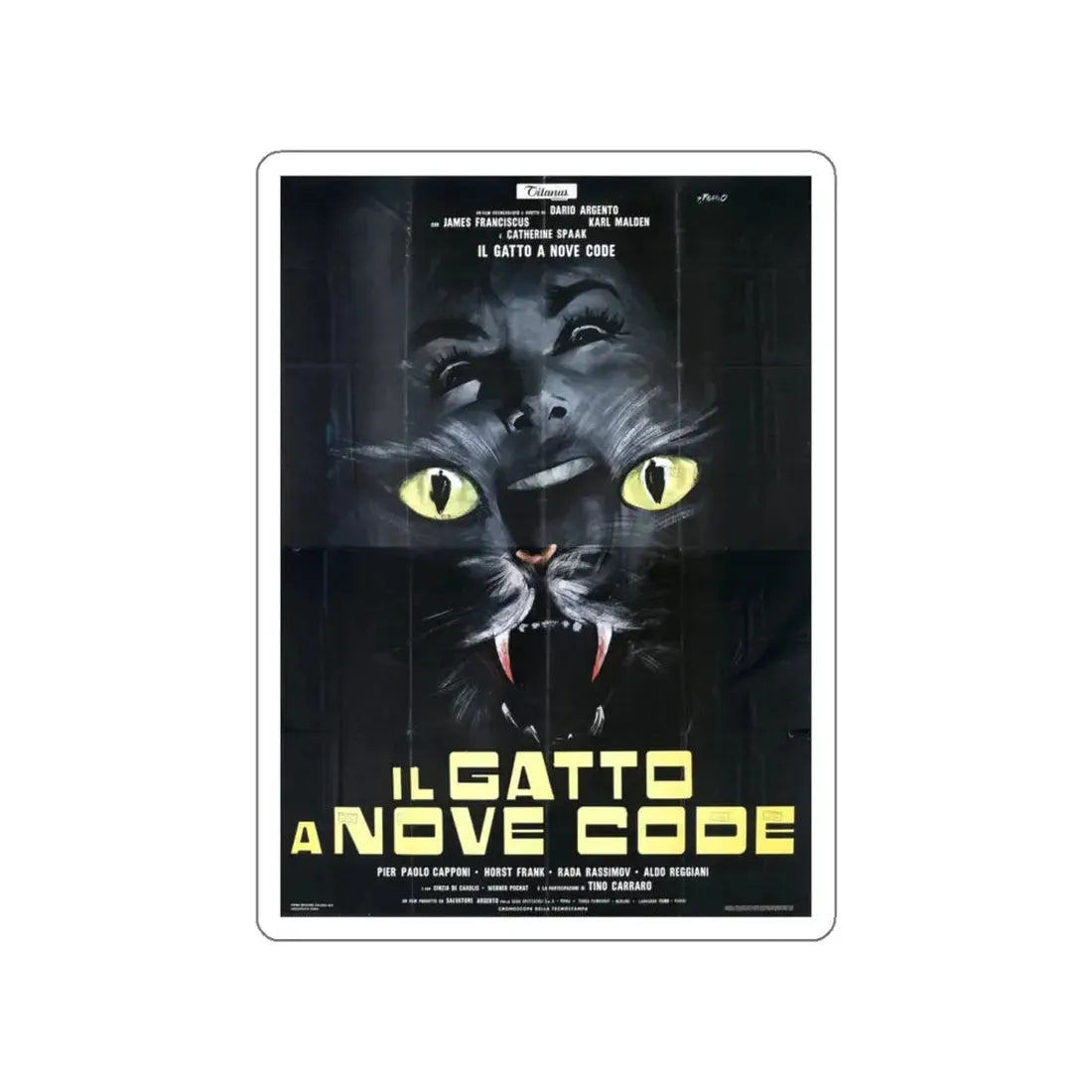 THE CAT O'NINE TAILS (FRENCH) 1971 Movie Poster STICKER Vinyl Die-Cut Decal 6 Inch - The Sticker Space